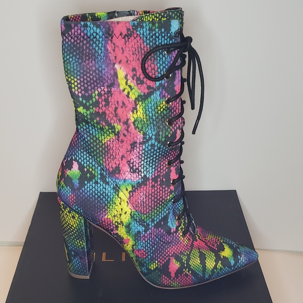 Multi-Colored Snake Print Booties